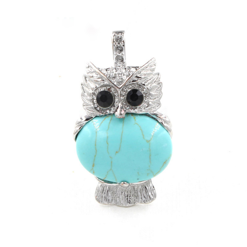 Owl Healing Crystal Stone Pendant Necklace Reiki Spiritual Energy Gemstone Quartz Jewelry Gift for Women Girls