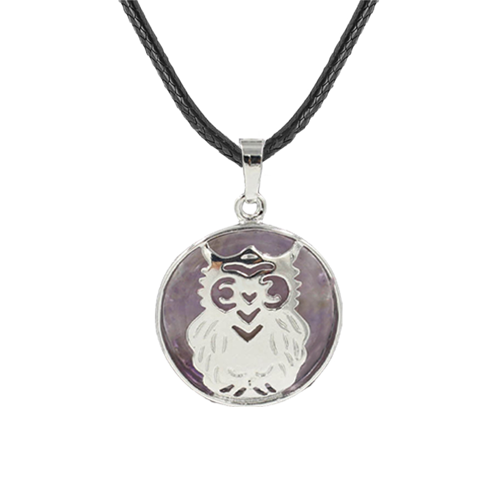 Owl Necklace Healing Pendant Nekclace for Women Men Spiritual Energy Gemstone Necklace