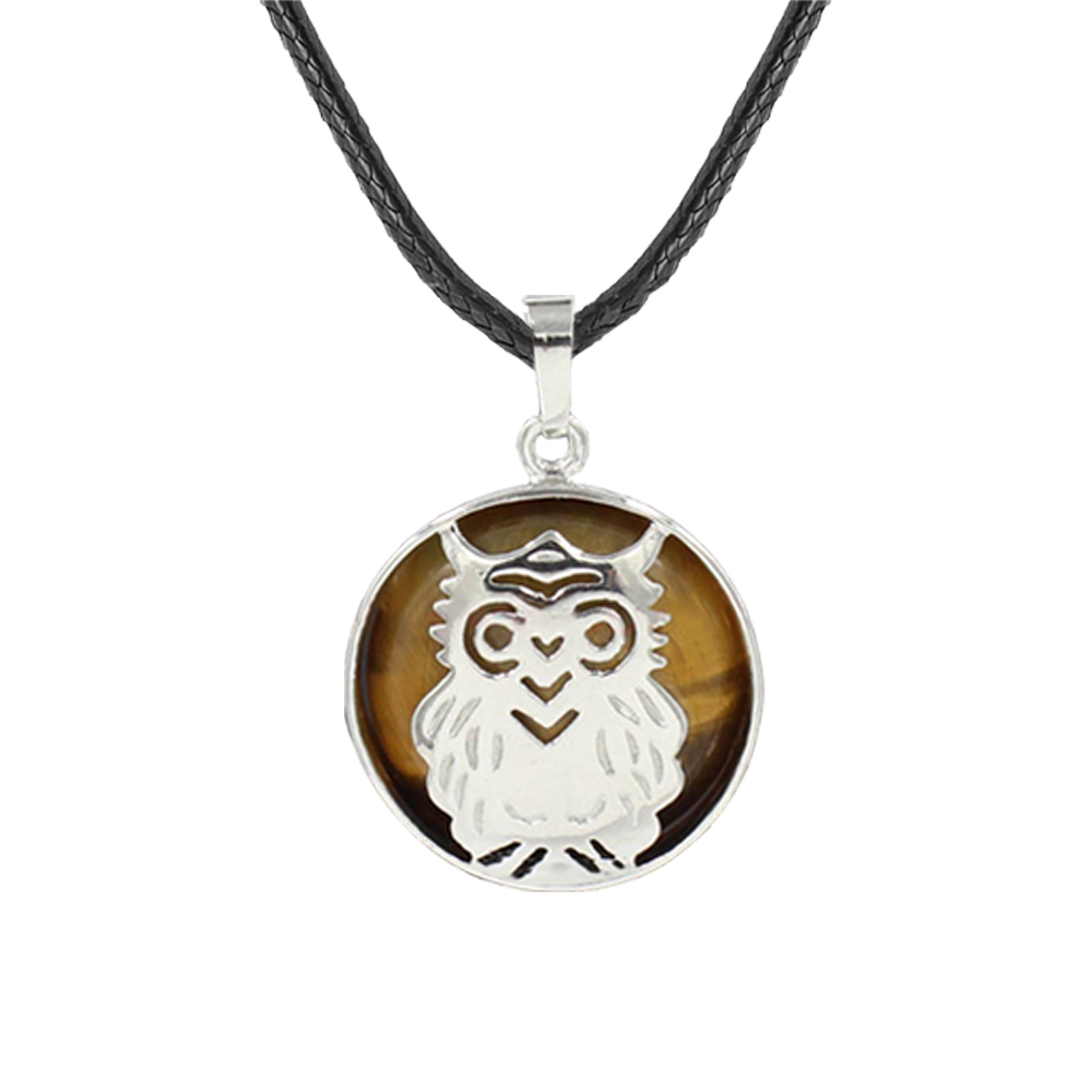 Owl Necklace Healing Pendant Nekclace for Women Men Spiritual Energy Gemstone Necklace