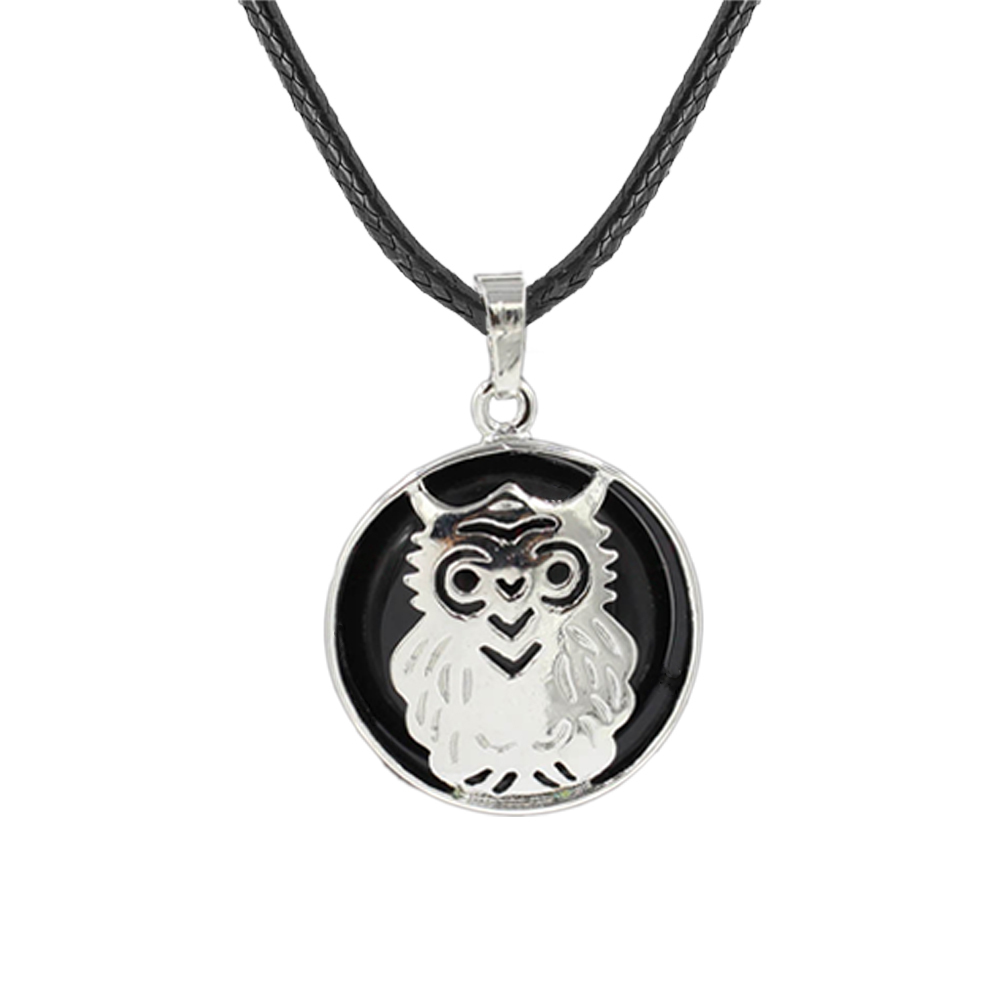 Owl Necklace Healing Pendant Nekclace for Women Men Spiritual Energy Gemstone Necklace