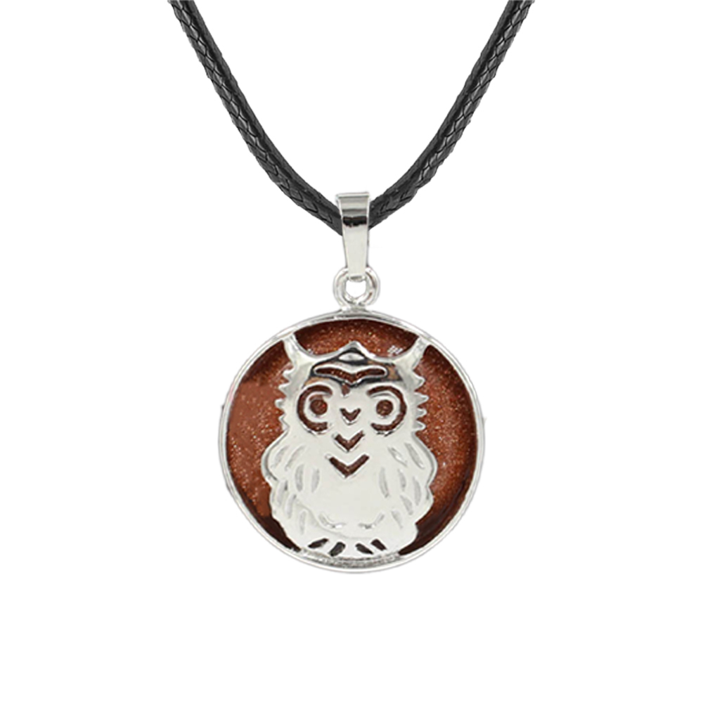 Owl Necklace Healing Pendant Nekclace for Women Men Spiritual Energy Gemstone Necklace
