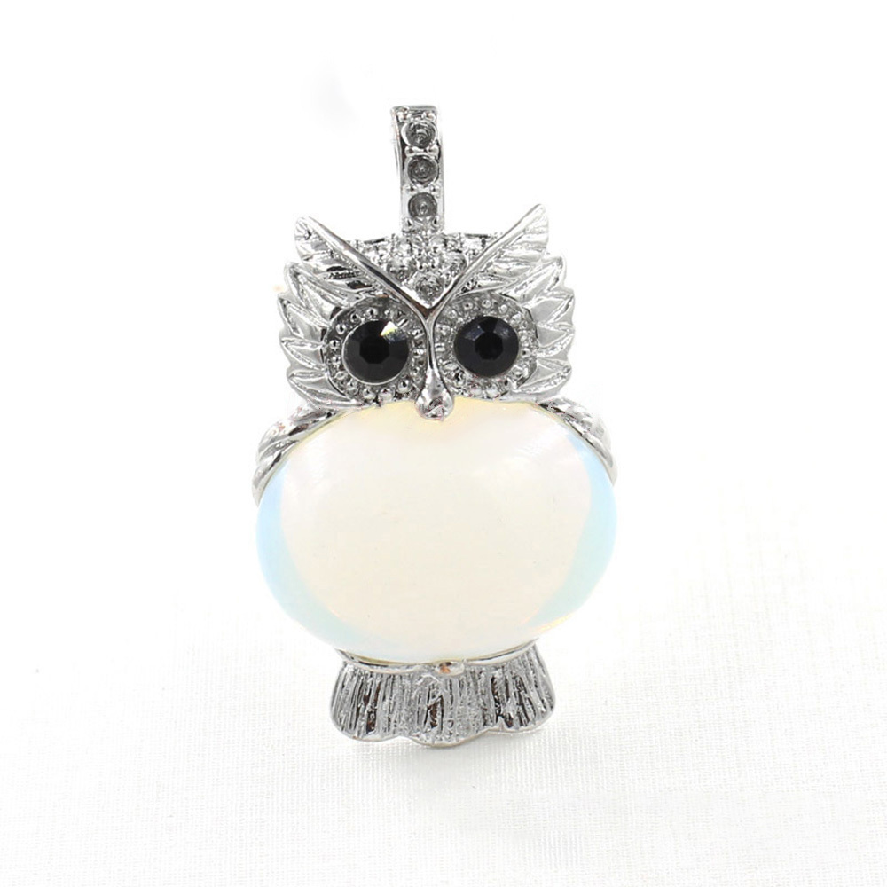 Owl Healing Crystal Stone Pendant Necklace Reiki Spiritual Energy Gemstone Quartz Jewelry Gift for Women Girls