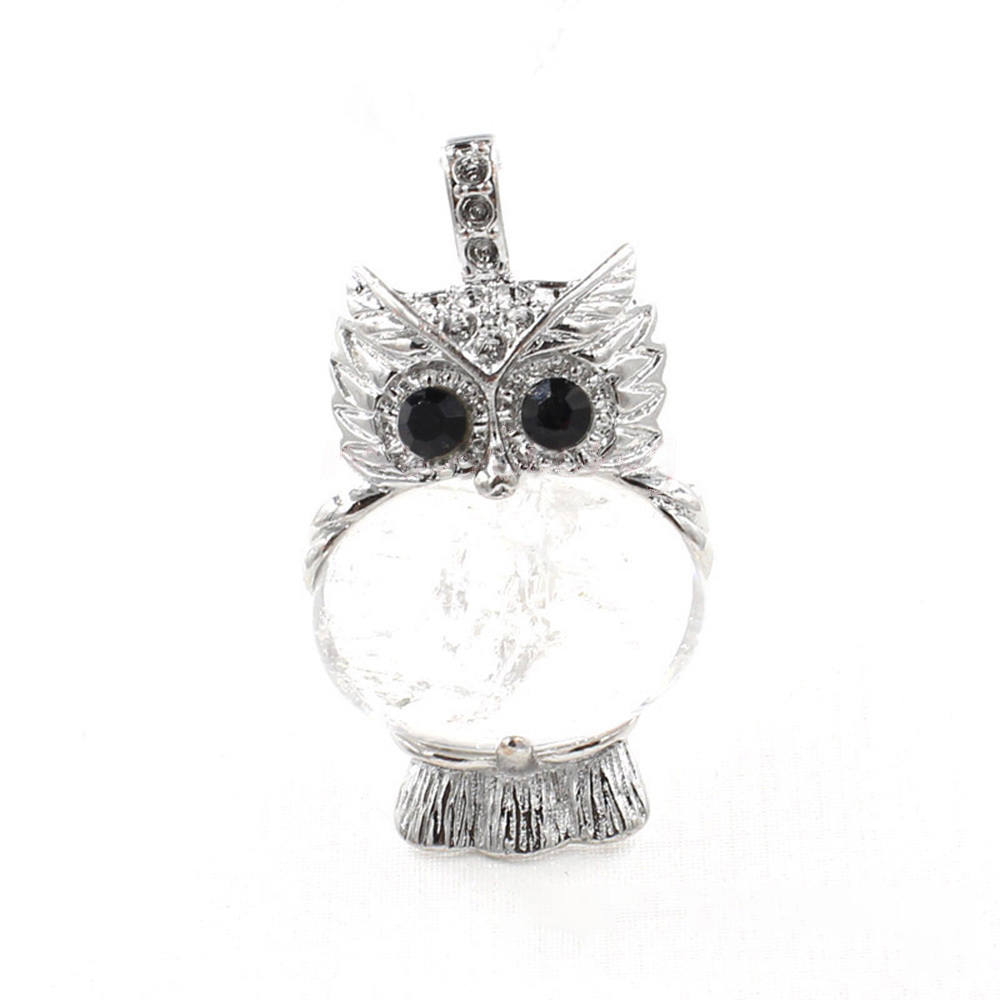 Owl Healing Crystal Stone Pendant Necklace Reiki Spiritual Energy Gemstone Quartz Jewelry Gift for Women Girls