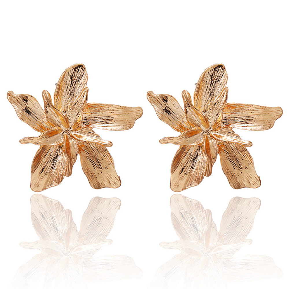 Retro Vintage Alloy Hypoallergenic Flower Rose Statement Party Earrings Stud