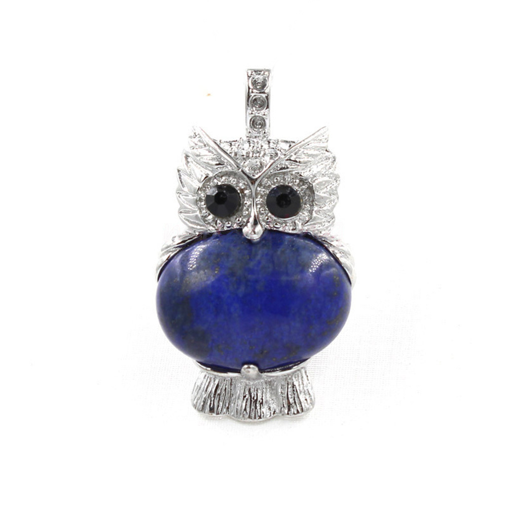 Owl Healing Crystal Stone Pendant Necklace Reiki Spiritual Energy Gemstone Quartz Jewelry Gift for Women Girls