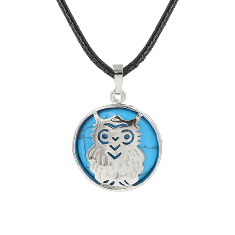 Owl Necklace Healing Pendant Nekclace for Women Men Spiritual Energy Gemstone Necklace