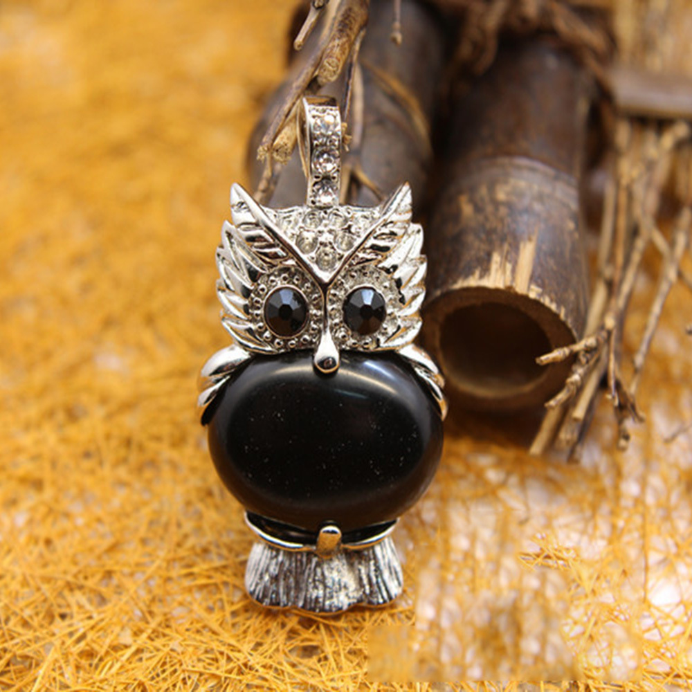 Owl Healing Crystal Stone Pendant Necklace Reiki Spiritual Energy Gemstone Quartz Jewelry Gift for Women Girls