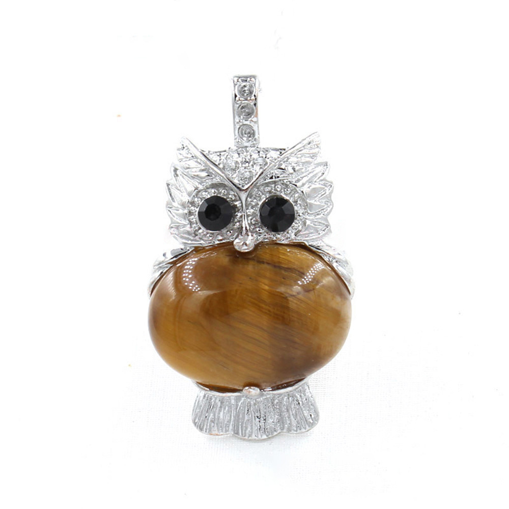 Owl Healing Crystal Stone Pendant Necklace Reiki Spiritual Energy Gemstone Quartz Jewelry Gift for Women Girls