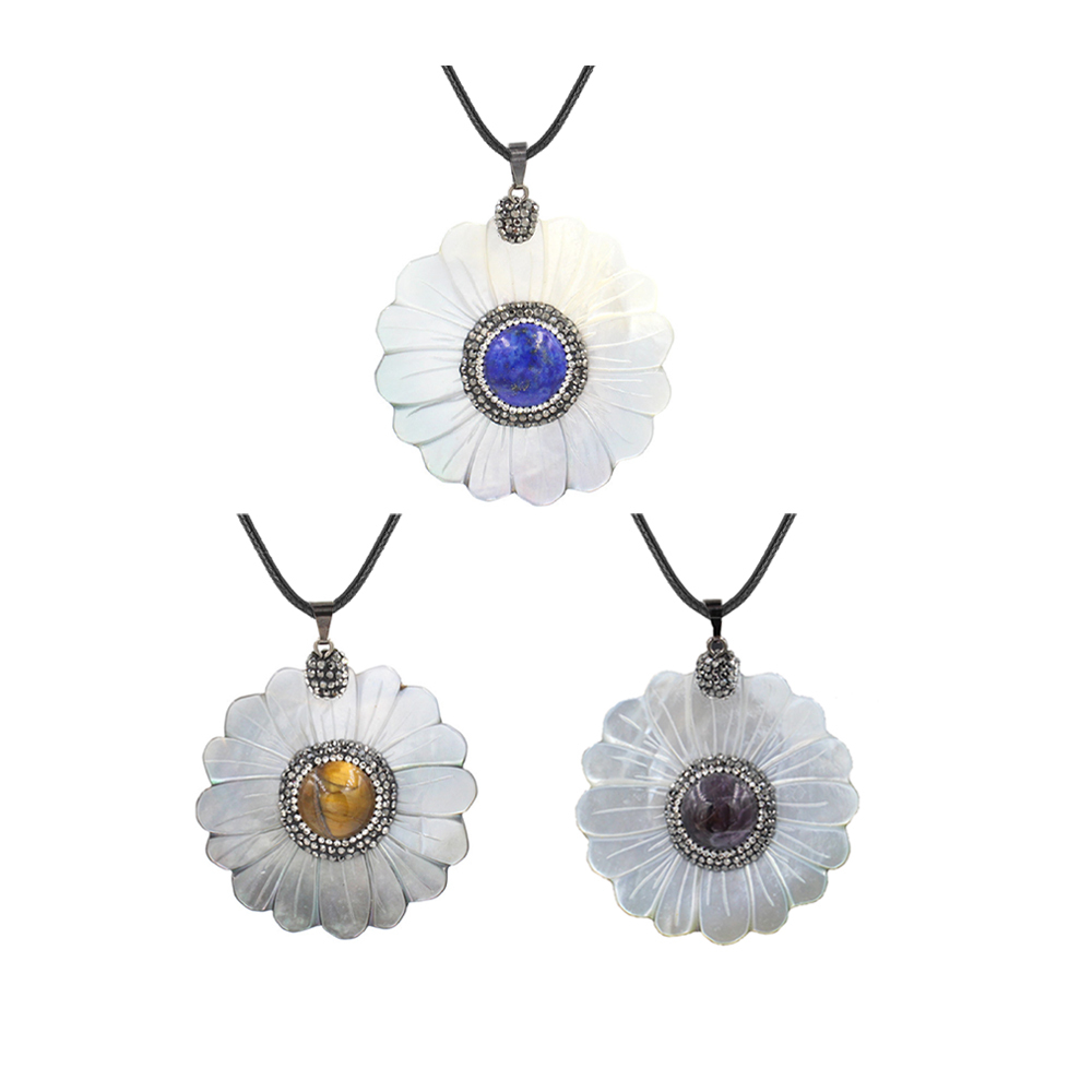 Fashion Shell Pendant Women White Shell Flower Pendant Necklace for Girls