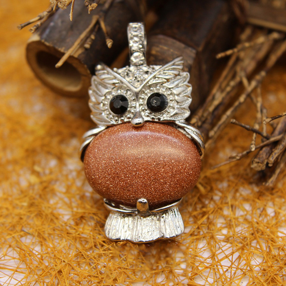 Owl Healing Crystal Stone Pendant Necklace Reiki Spiritual Energy Gemstone Quartz Jewelry Gift for Women Girls