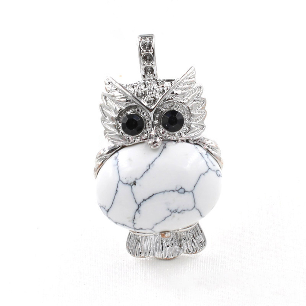 Owl Healing Crystal Stone Pendant Necklace Reiki Spiritual Energy Gemstone Quartz Jewelry Gift for Women Girls