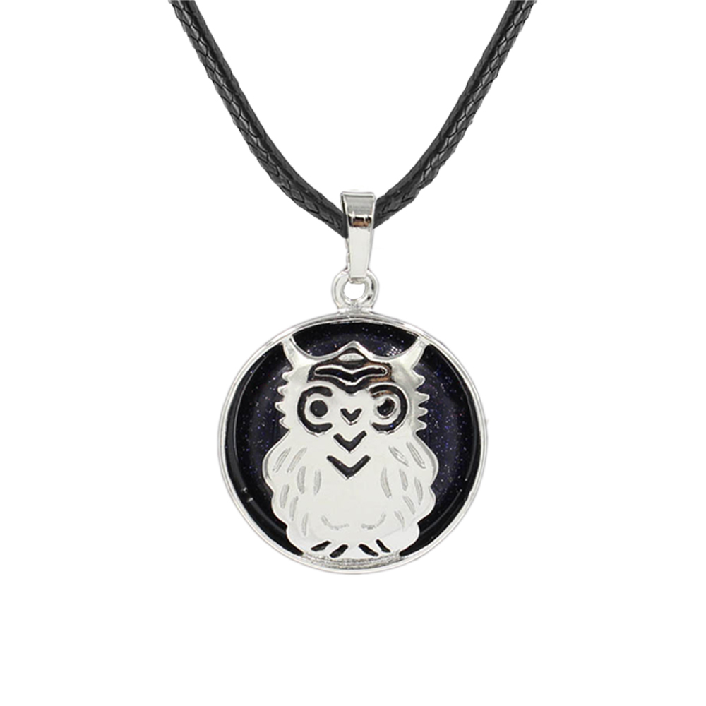 Owl Necklace Healing Pendant Nekclace for Women Men Spiritual Energy Gemstone Necklace