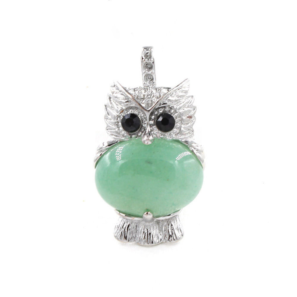 Owl Healing Crystal Stone Pendant Necklace Reiki Spiritual Energy Gemstone Quartz Jewelry Gift for Women Girls