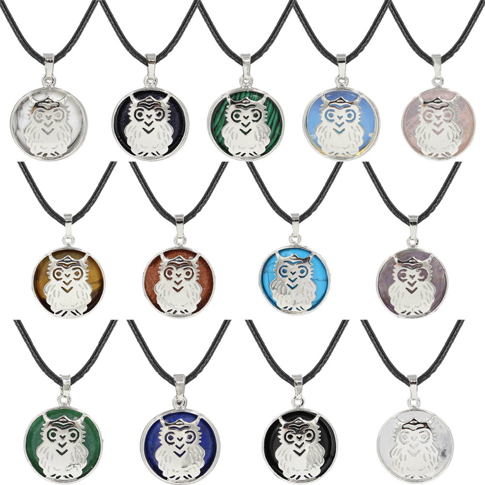Owl Necklace Healing Pendant Nekclace for Women Men Spiritual Energy Gemstone Necklace