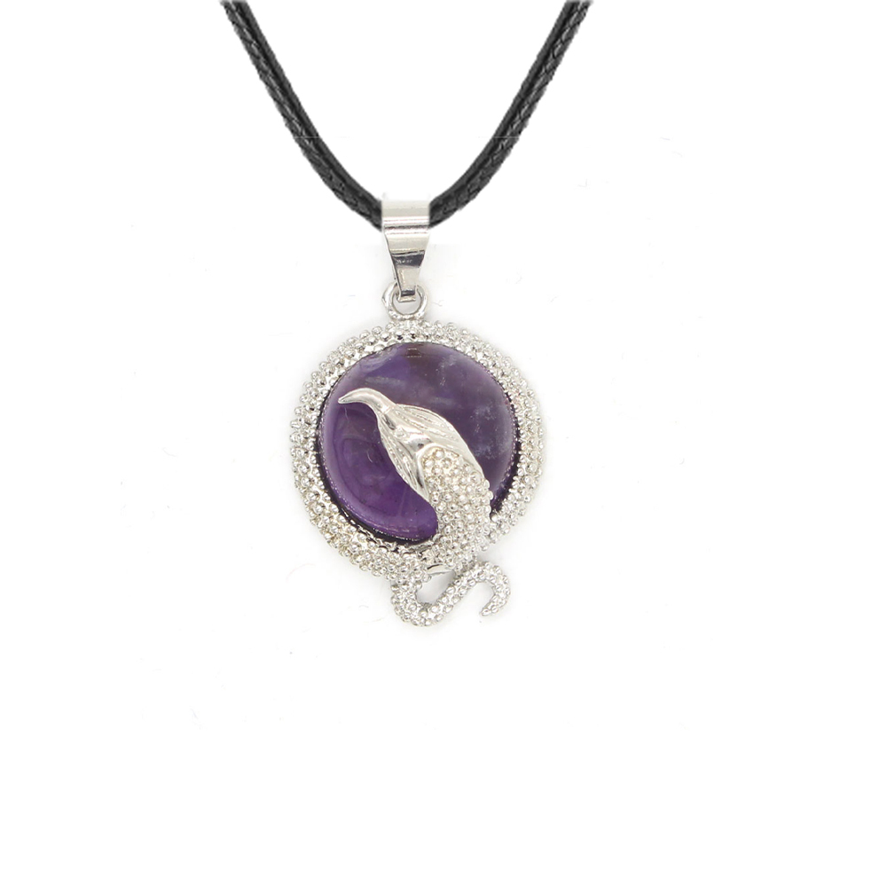 Crystal snake necklace female healing crystal necklace male energy repair crystal gem necklace