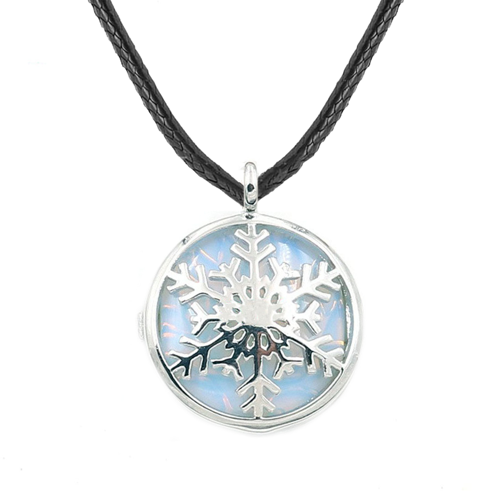 Snowflake Box NecKLACE Healing Crystal Pendant NecKLACE Reiki Spirit Energy Gem