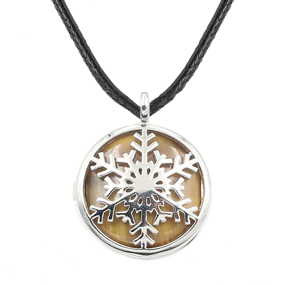 Snowflake Box NecKLACE Healing Crystal Pendant NecKLACE Reiki Spirit Energy Gem