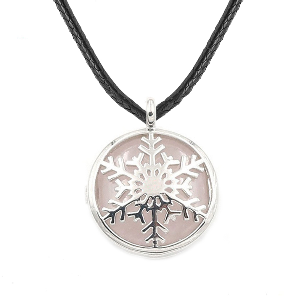 Snowflake Box NecKLACE Healing Crystal Pendant NecKLACE Reiki Spirit Energy Gem