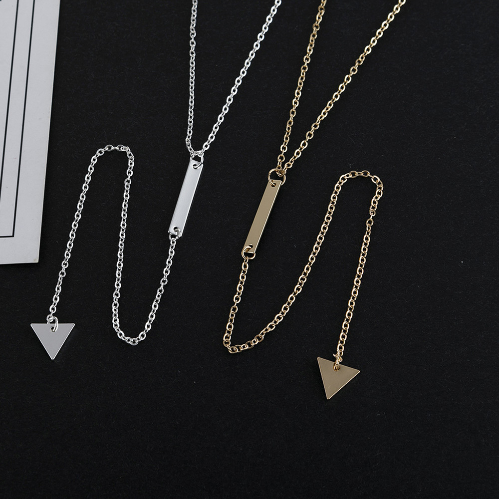 Metal strip geometric triangle tassel necklace for women girls