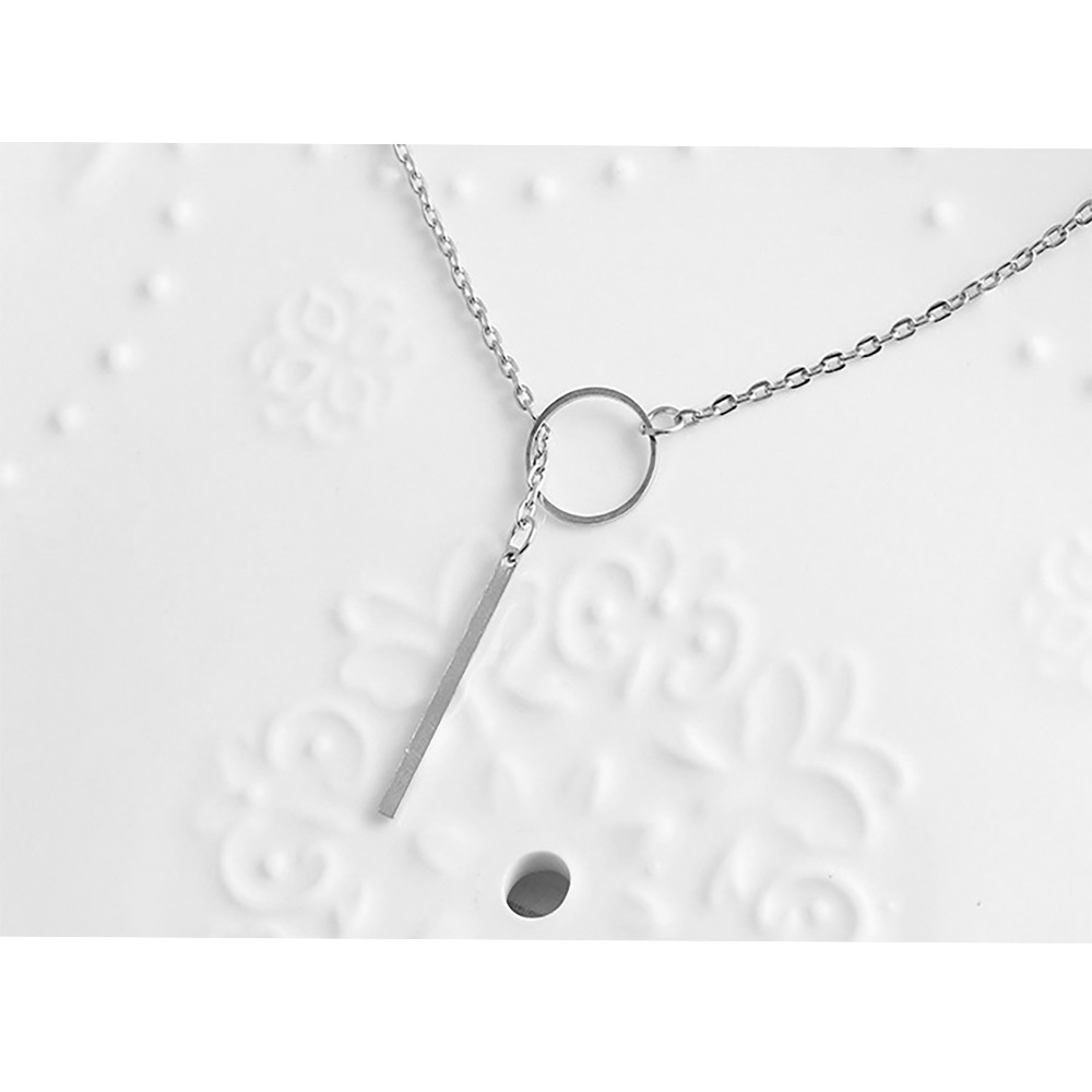 Gold & Silver  Vertical bar pendant with open ring Y necklace for Women Girl
