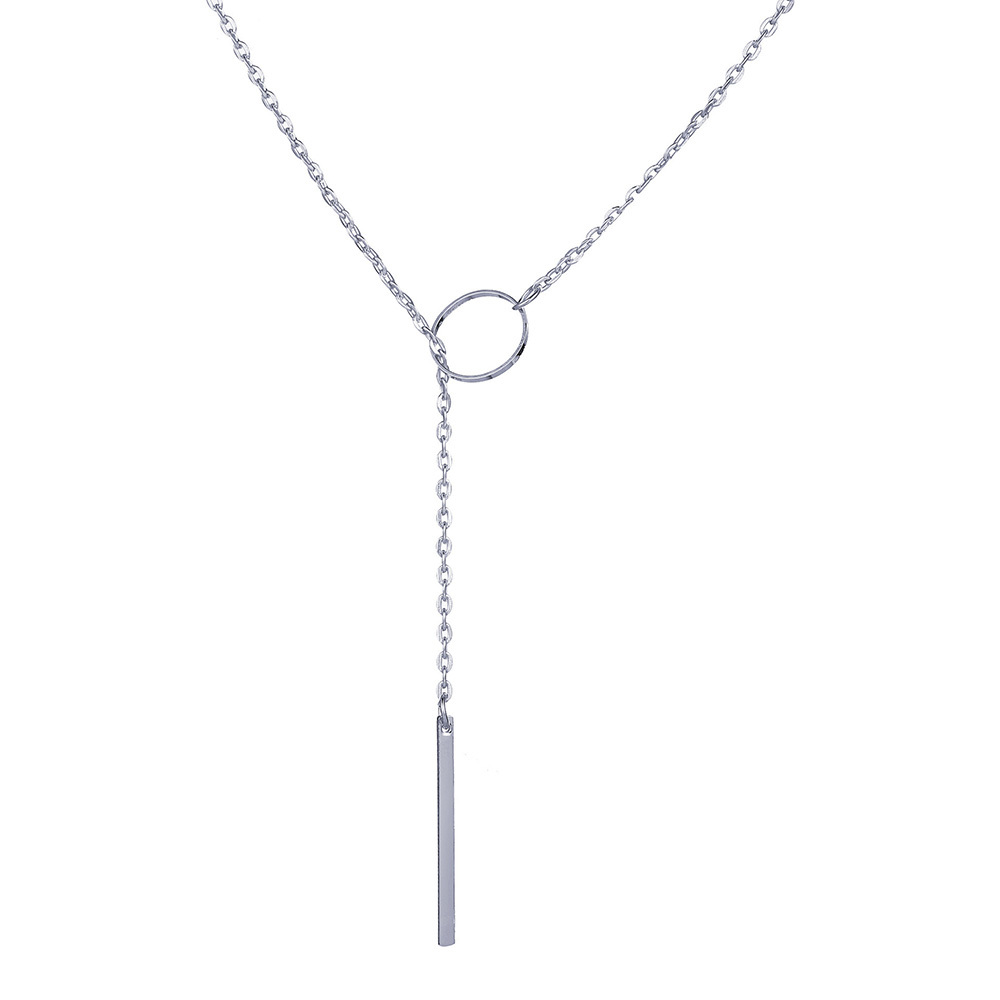Gold & Silver  Vertical bar pendant with open ring Y necklace for Women Girl