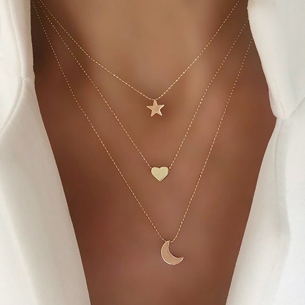 Star, moon, heart pendant necklace, delicate necklace gifts for boys and girls