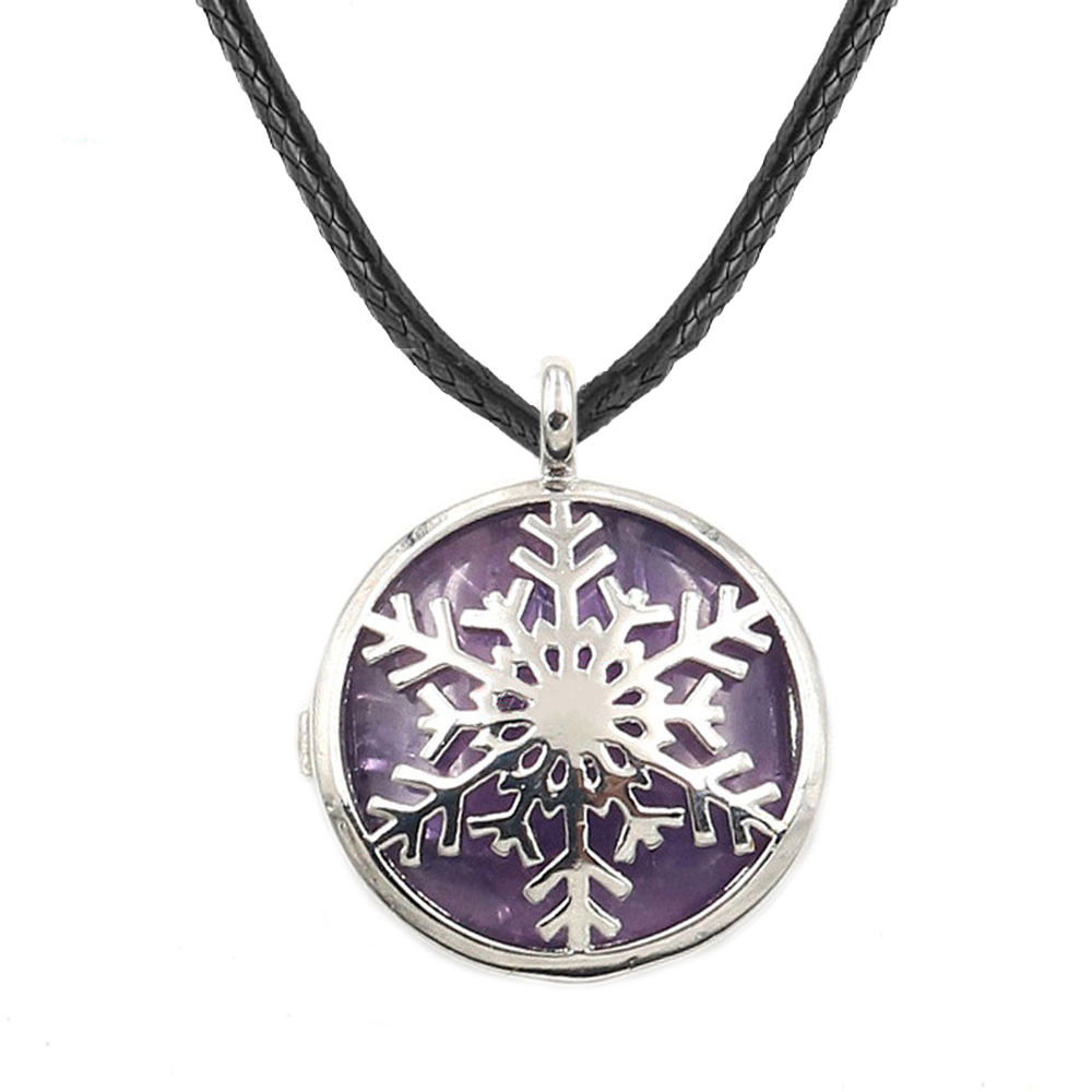 Snowflake Box NecKLACE Healing Crystal Pendant NecKLACE Reiki Spirit Energy Gem