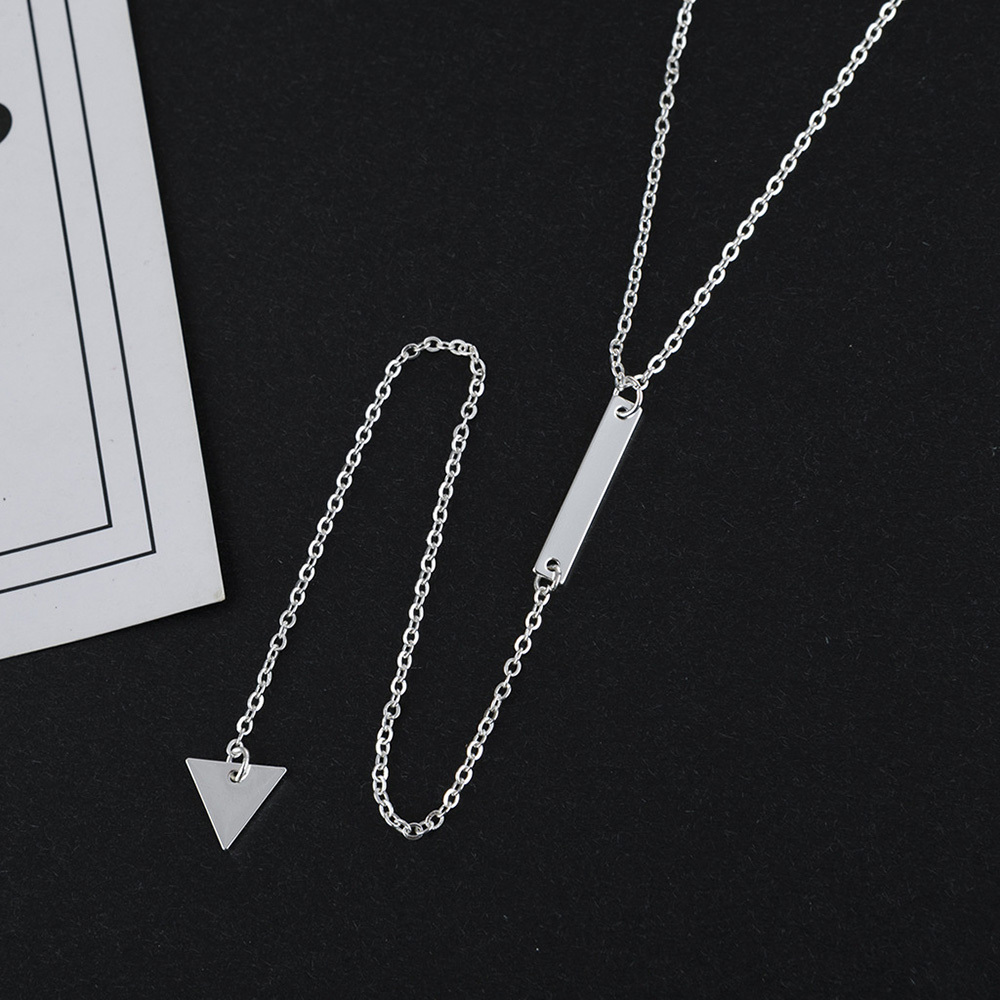 Metal strip geometric triangle tassel necklace for women girls