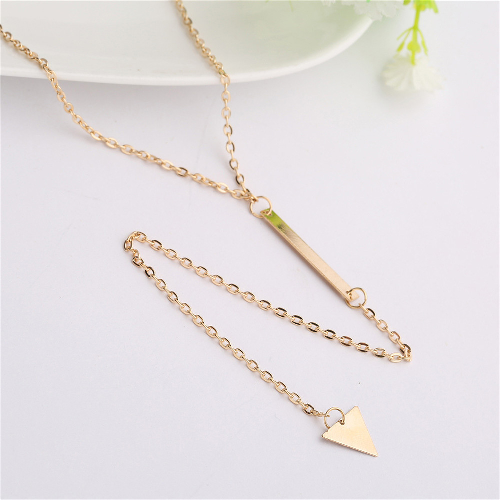 Metal strip geometric triangle tassel necklace for women girls