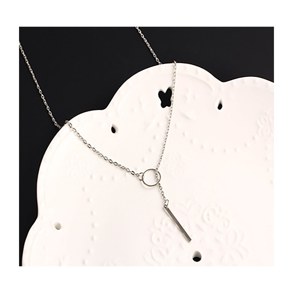 Gold & Silver  Vertical bar pendant with open ring Y necklace for Women Girl