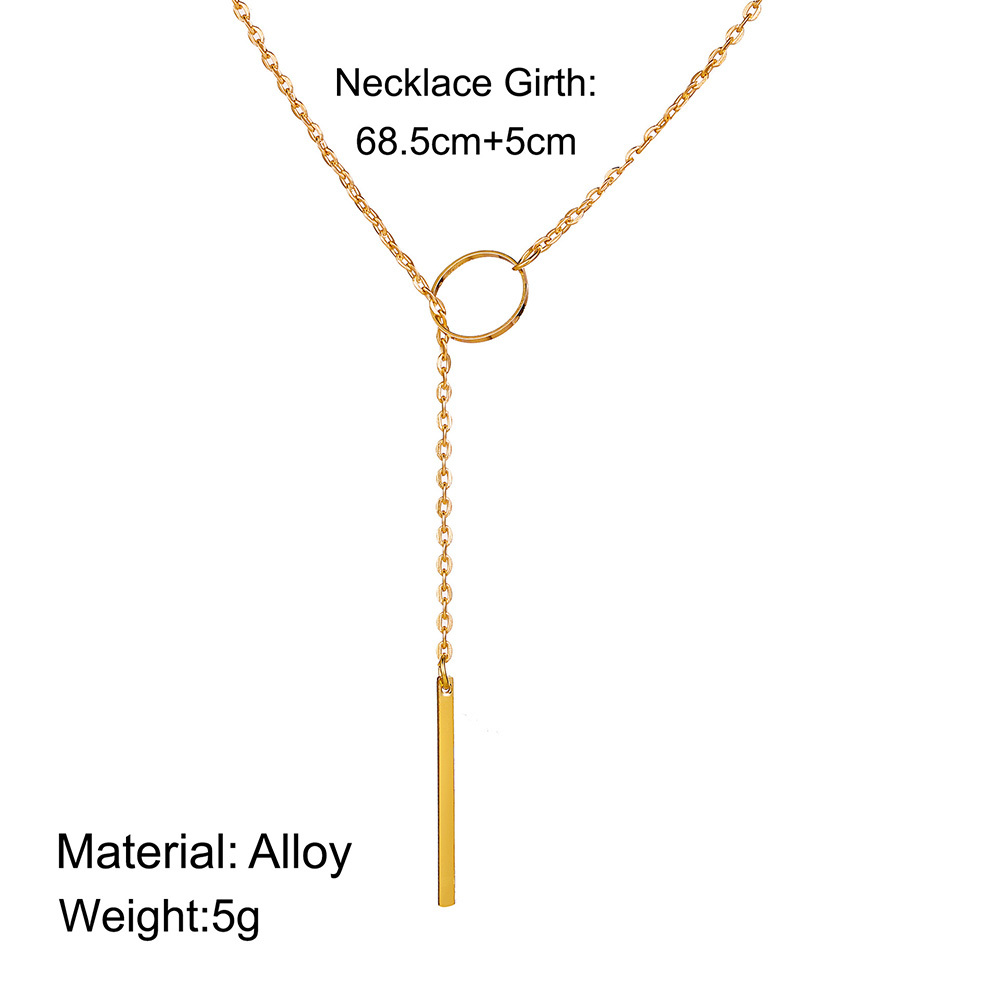 Gold & Silver  Vertical bar pendant with open ring Y necklace for Women Girl