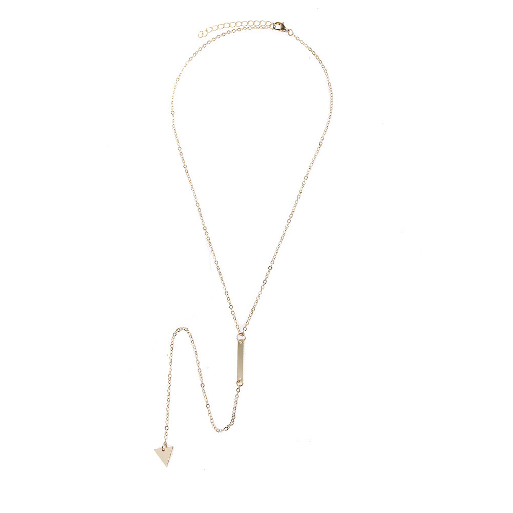 Metal strip geometric triangle tassel necklace for women girls
