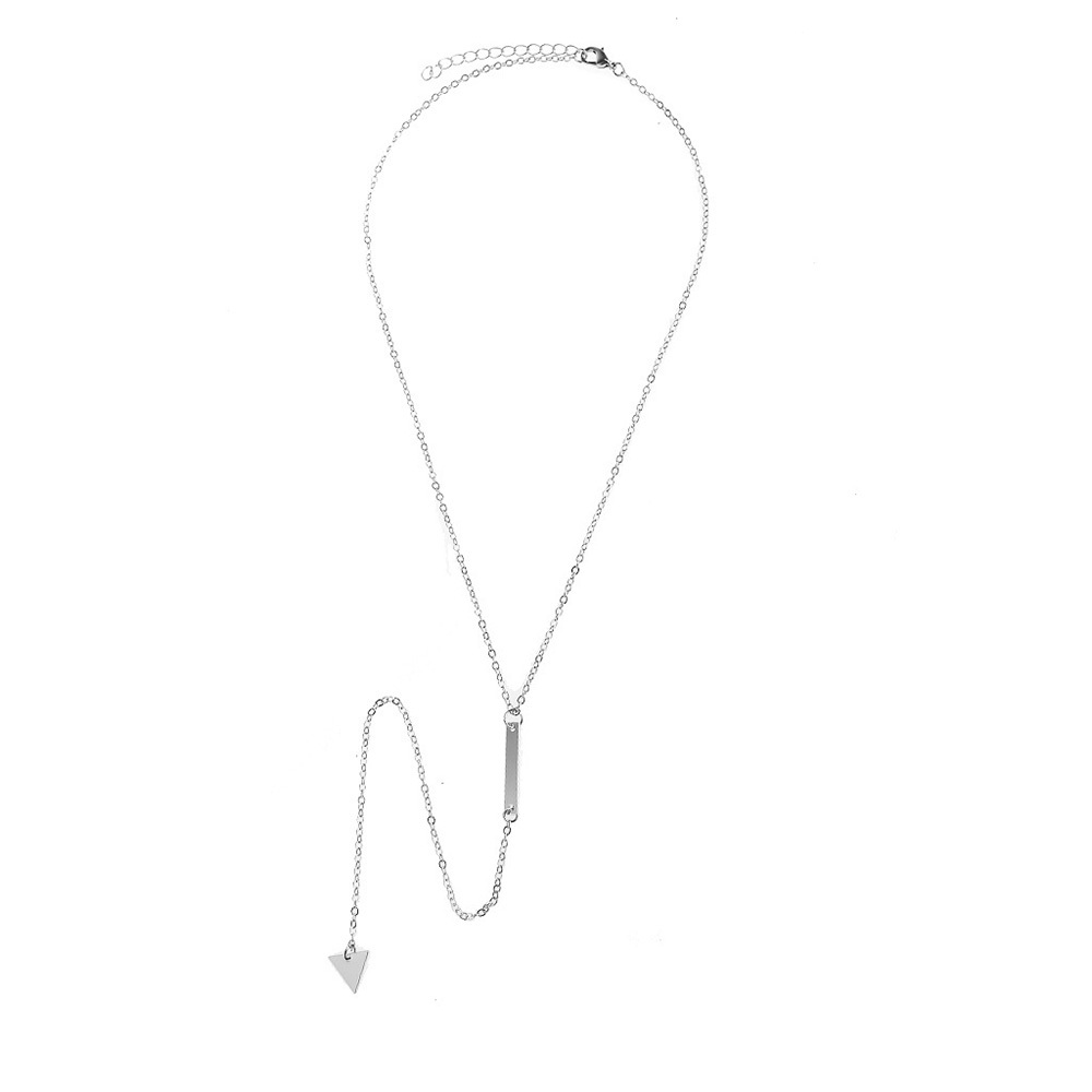 Metal strip geometric triangle tassel necklace for women girls