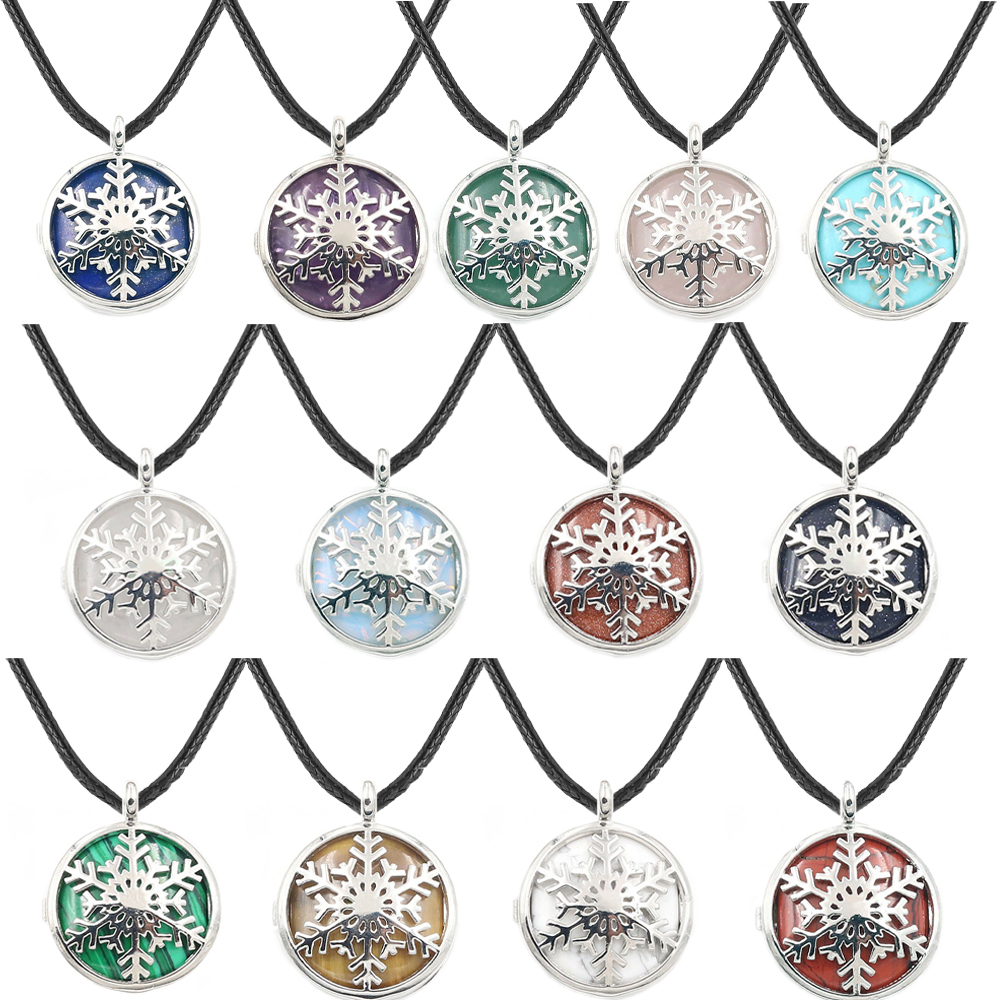 Snowflake Box NecKLACE Healing Crystal Pendant NecKLACE Reiki Spirit Energy Gem