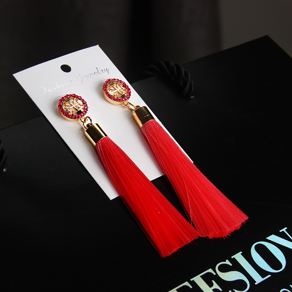 Temperamental tassel earrings with long hanging tassel for women fashion earrings with jewelry for Valentine's Day birthday party gifts