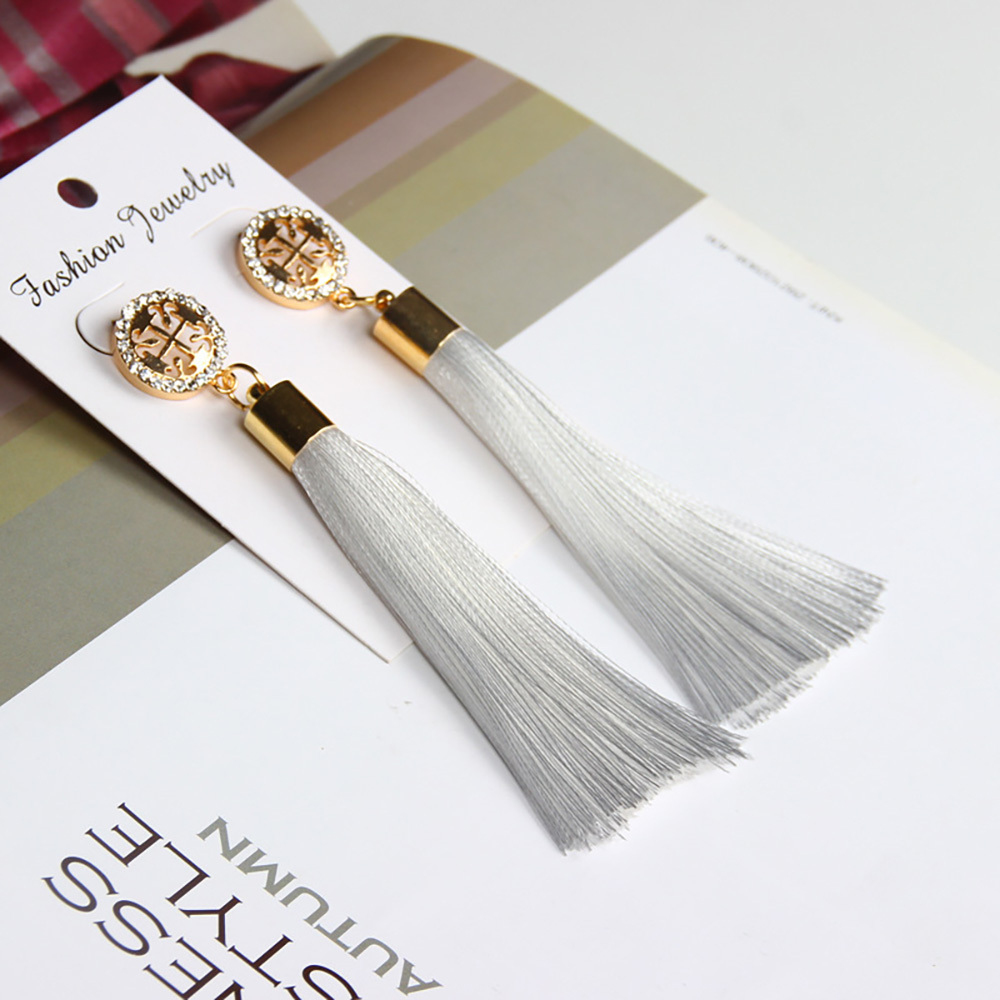 Temperamental tassel earrings with long hanging tassel for women fashion earrings with jewelry for Valentine's Day birthday party gifts