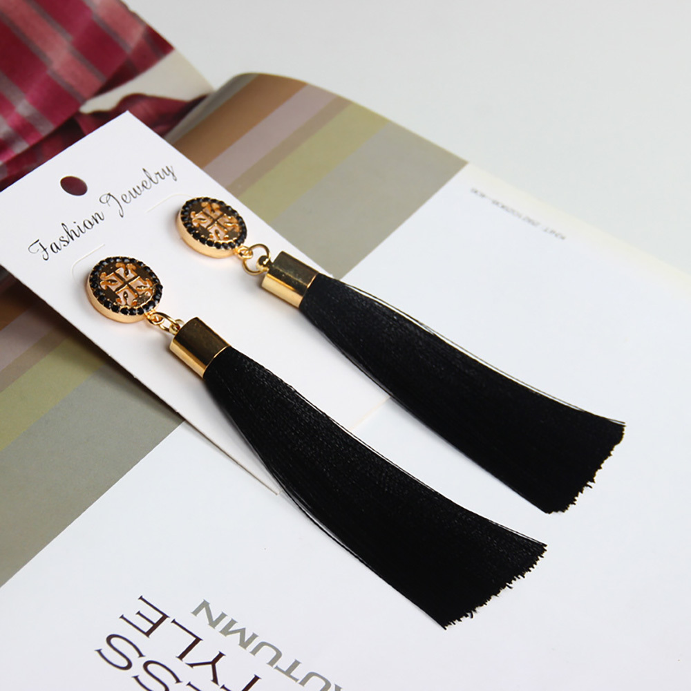 Temperamental tassel earrings with long hanging tassel for women fashion earrings with jewelry for Valentine's Day birthday party gifts