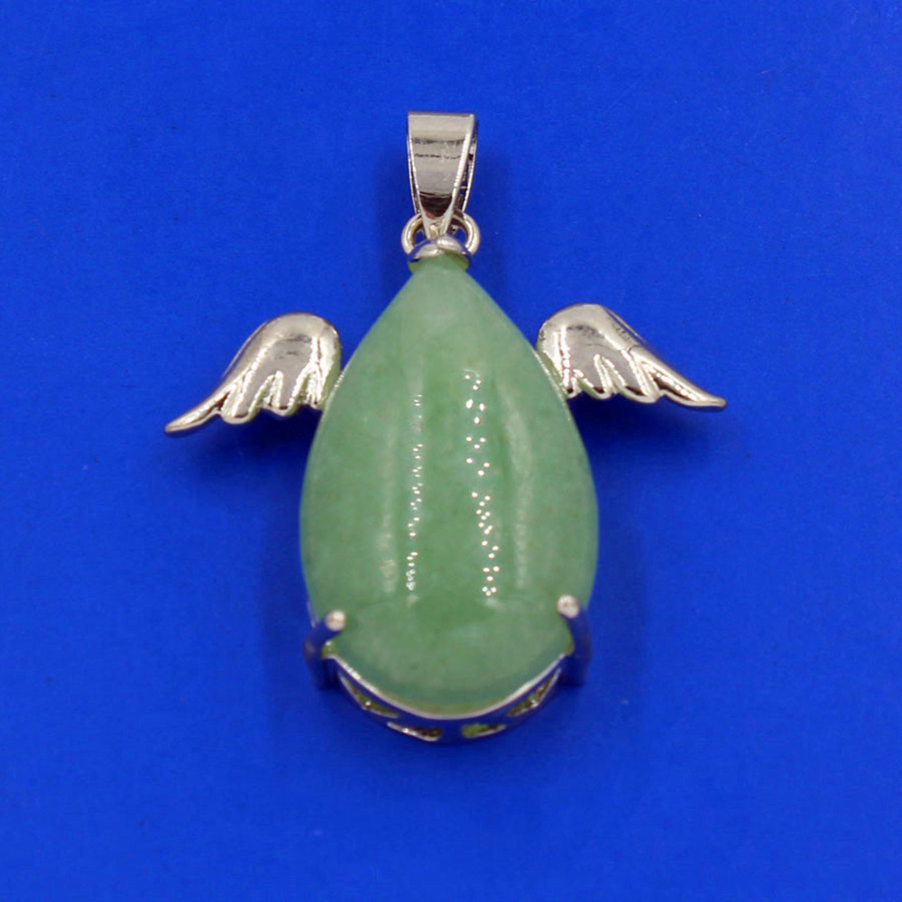 Angel Drop Healing Crystal Stone Pendant Necklace Aeiki Spiritual Energy Gem Quartz Jewelry Gift for Women and Girls