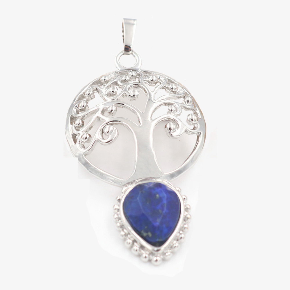 Life Tree Teardrop Crystal Pendants Necklaces Natural Energy Healing Stone Pendant Necklaces Chakra Charm Necklace for Women