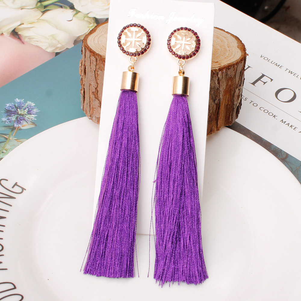 Temperamental tassel earrings with long hanging tassel for women fashion earrings with jewelry for Valentine's Day birthday party gifts
