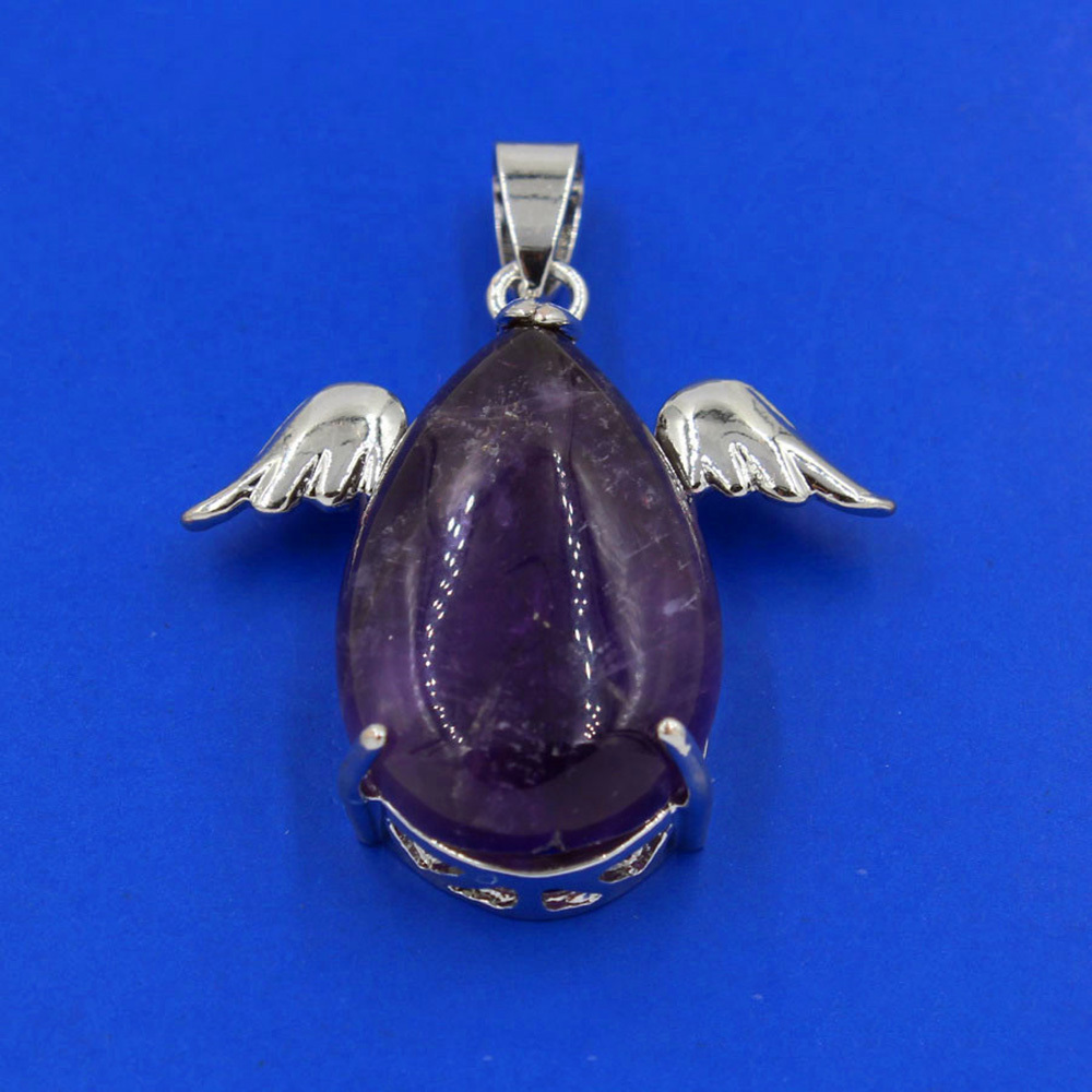 Angel Drop Healing Crystal Stone Pendant Necklace Aeiki Spiritual Energy Gem Quartz Jewelry Gift for Women and Girls