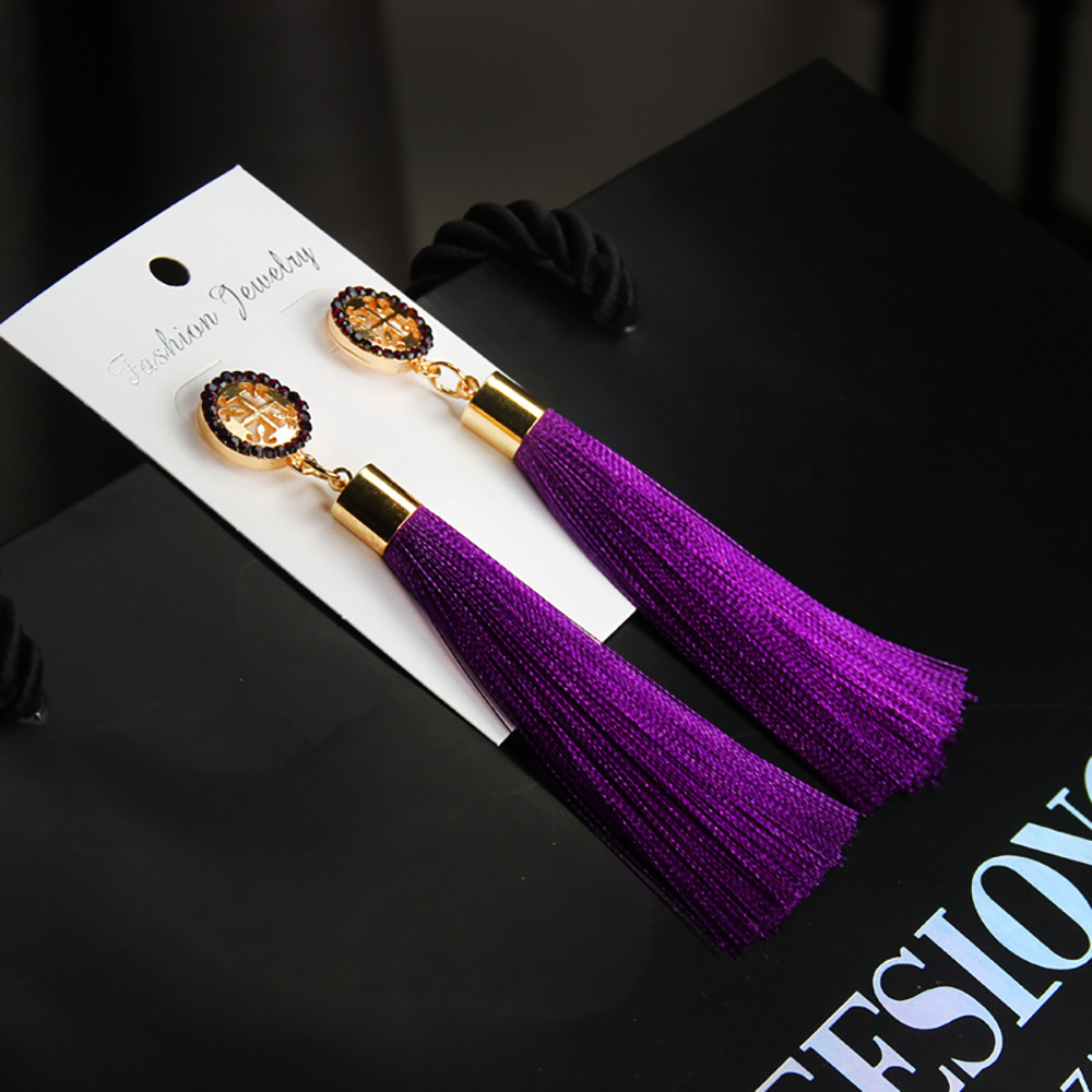 Temperamental tassel earrings with long hanging tassel for women fashion earrings with jewelry for Valentine's Day birthday party gifts