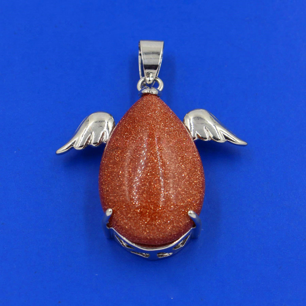 Angel Drop Healing Crystal Stone Pendant Necklace Aeiki Spiritual Energy Gem Quartz Jewelry Gift for Women and Girls