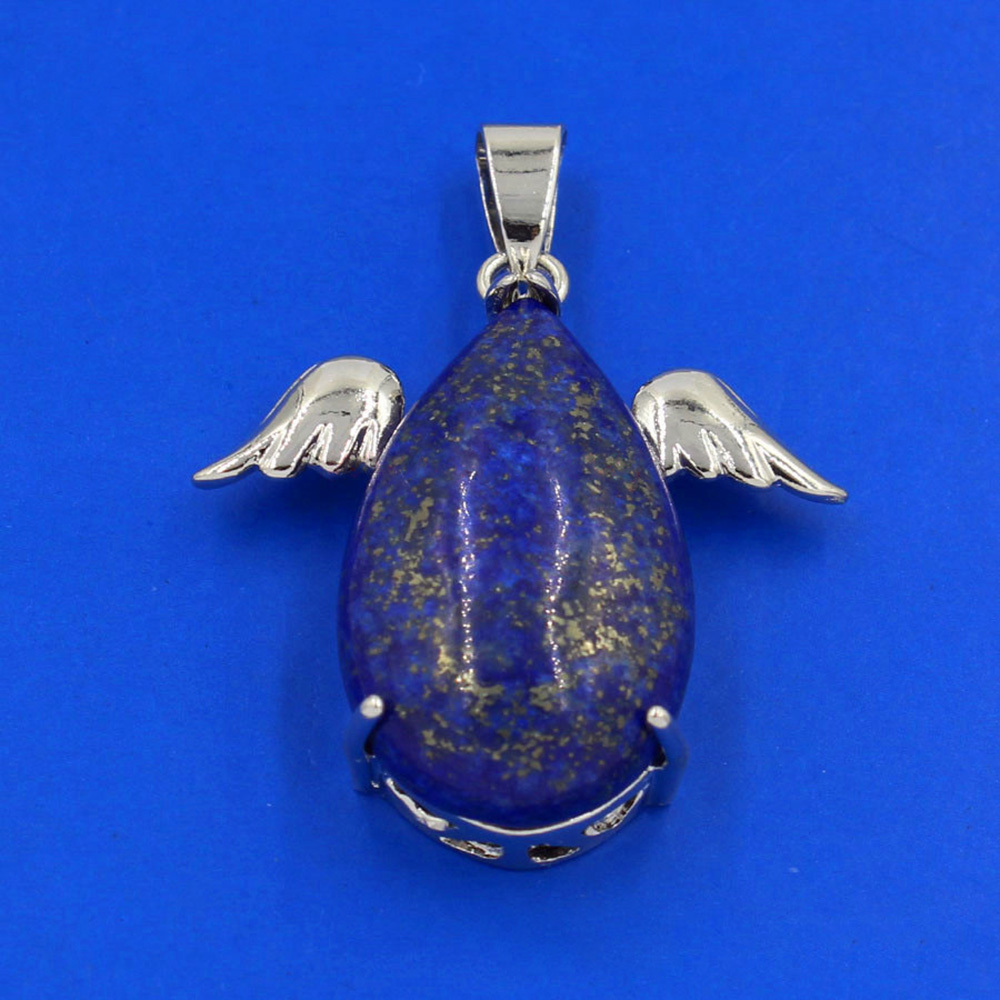 Angel Drop Healing Crystal Stone Pendant Necklace Aeiki Spiritual Energy Gem Quartz Jewelry Gift for Women and Girls