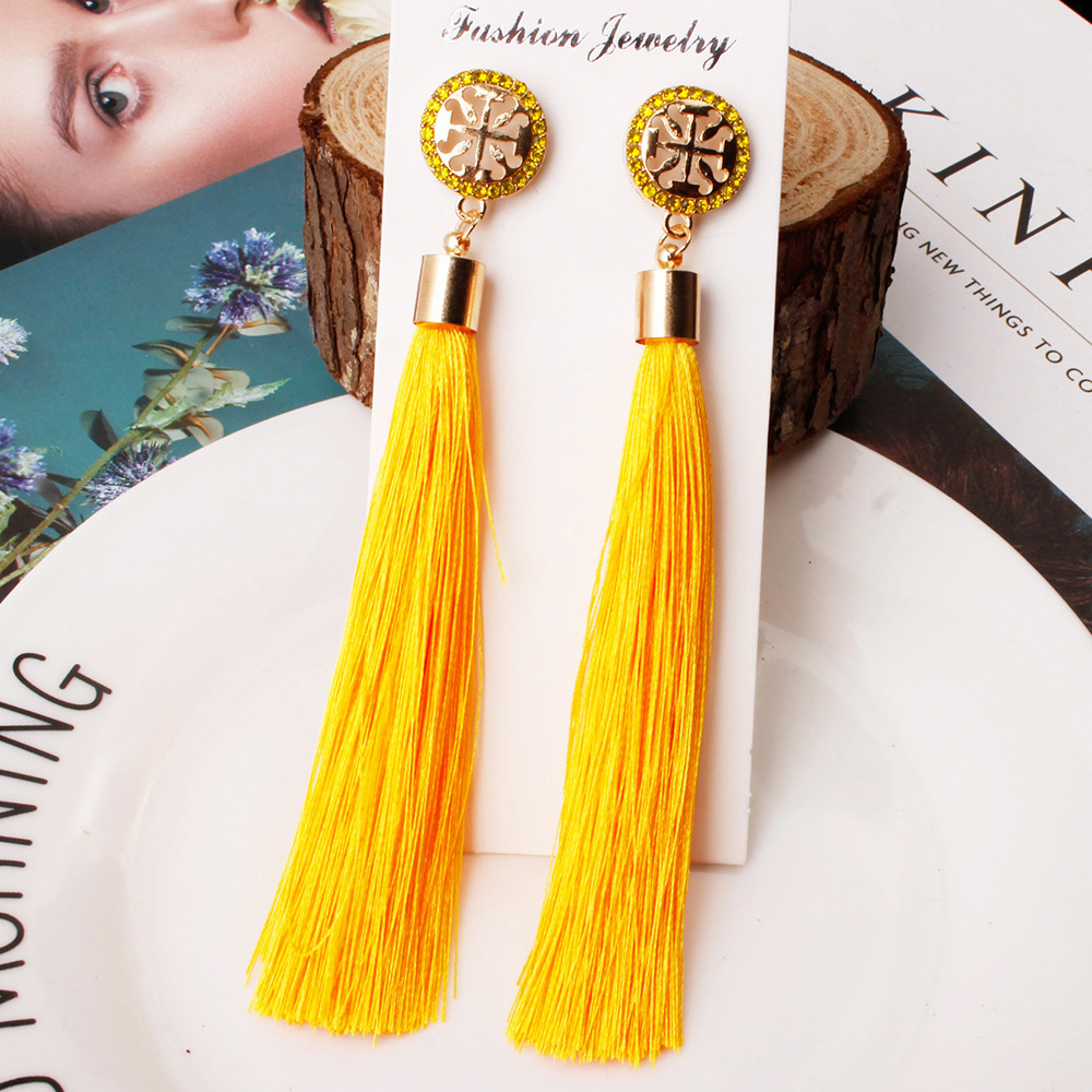 Temperamental tassel earrings with long hanging tassel for women fashion earrings with jewelry for Valentine's Day birthday party gifts