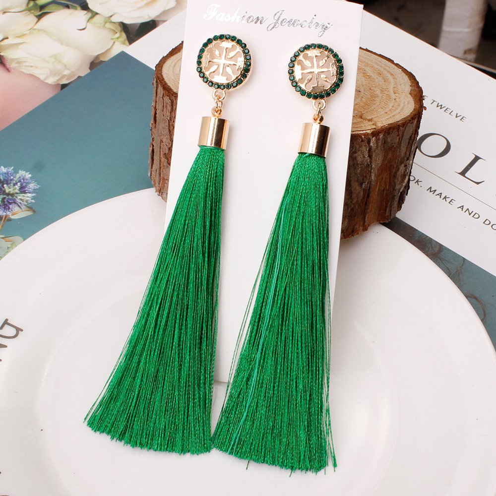 Temperamental tassel earrings with long hanging tassel for women fashion earrings with jewelry for Valentine's Day birthday party gifts