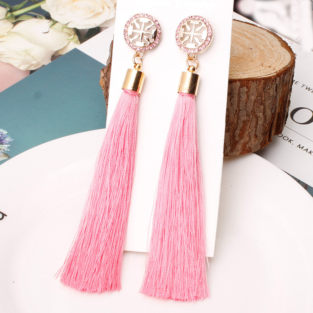 Temperamental tassel earrings with long hanging tassel for women fashion earrings with jewelry for Valentine's Day birthday party gifts