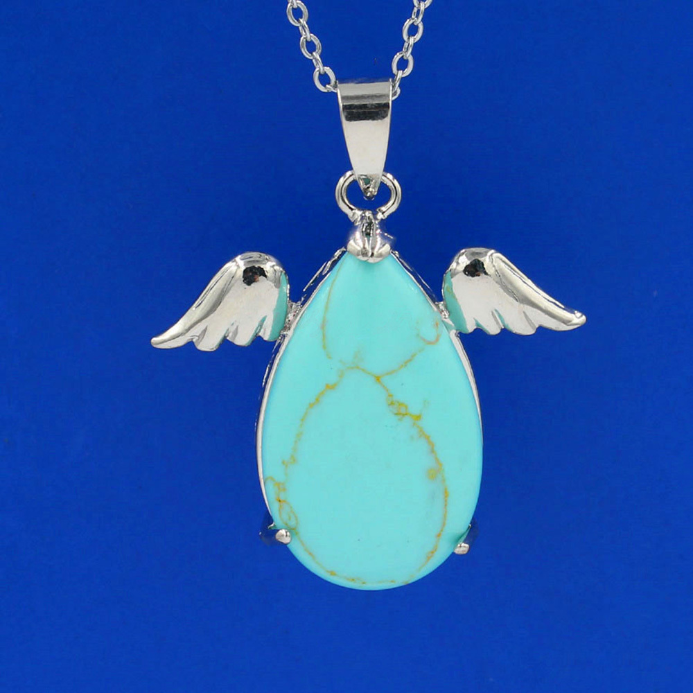 Angel Drop Healing Crystal Stone Pendant Necklace Aeiki Spiritual Energy Gem Quartz Jewelry Gift for Women and Girls