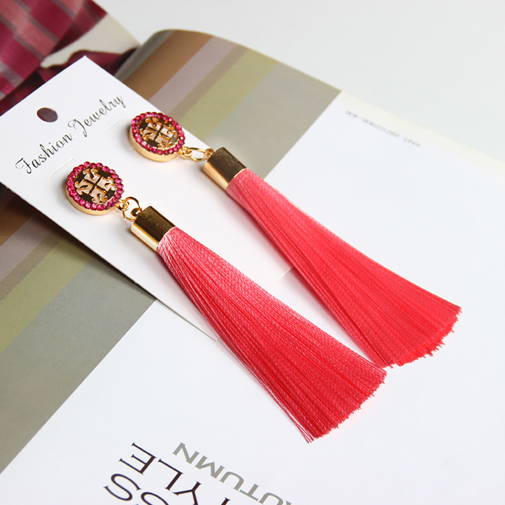 Temperamental tassel earrings with long hanging tassel for women fashion earrings with jewelry for Valentine's Day birthday party gifts