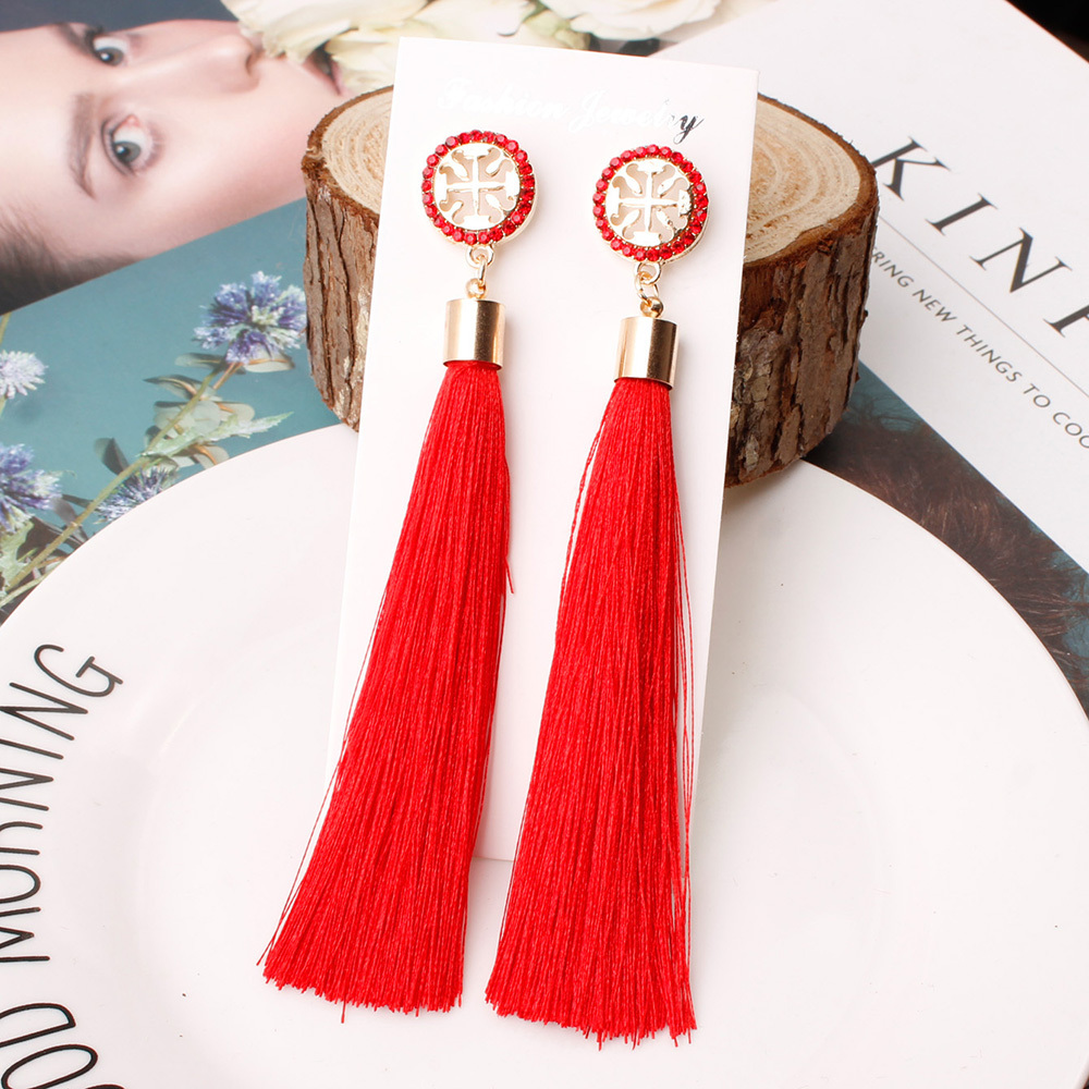 Temperamental tassel earrings with long hanging tassel for women fashion earrings with jewelry for Valentine's Day birthday party gifts